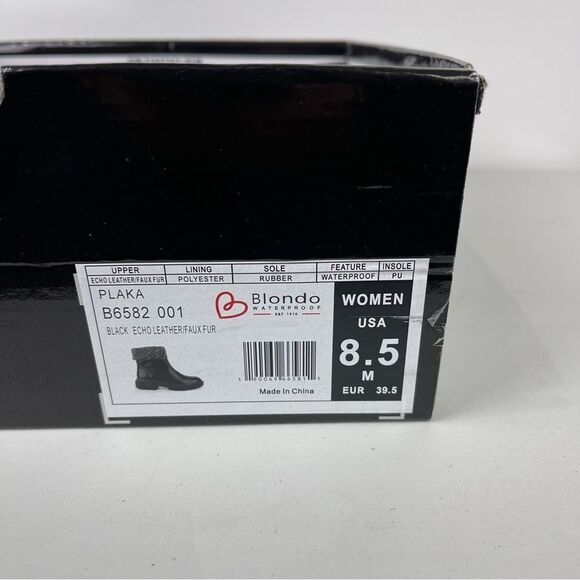 NEW Blondo Plaka Black Leather Winter Boots Lug Sole Waterproof Women's Size 8.5 - Picture 3 of 13
